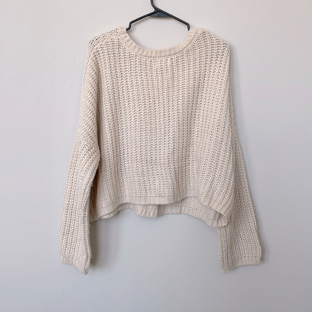 Cream Cable Knit Oversized Sweater - Picture 2 of 4